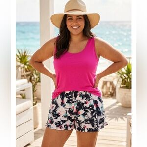 Lane Bryant Black and White Floral High Waist Shorts size 18/20